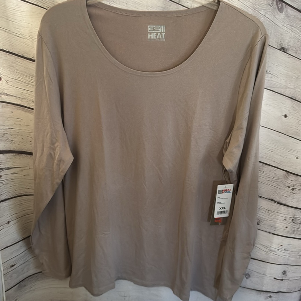 32 Degrees Womens Cozy Heat Scoop-Neck Top Sandatone XXL